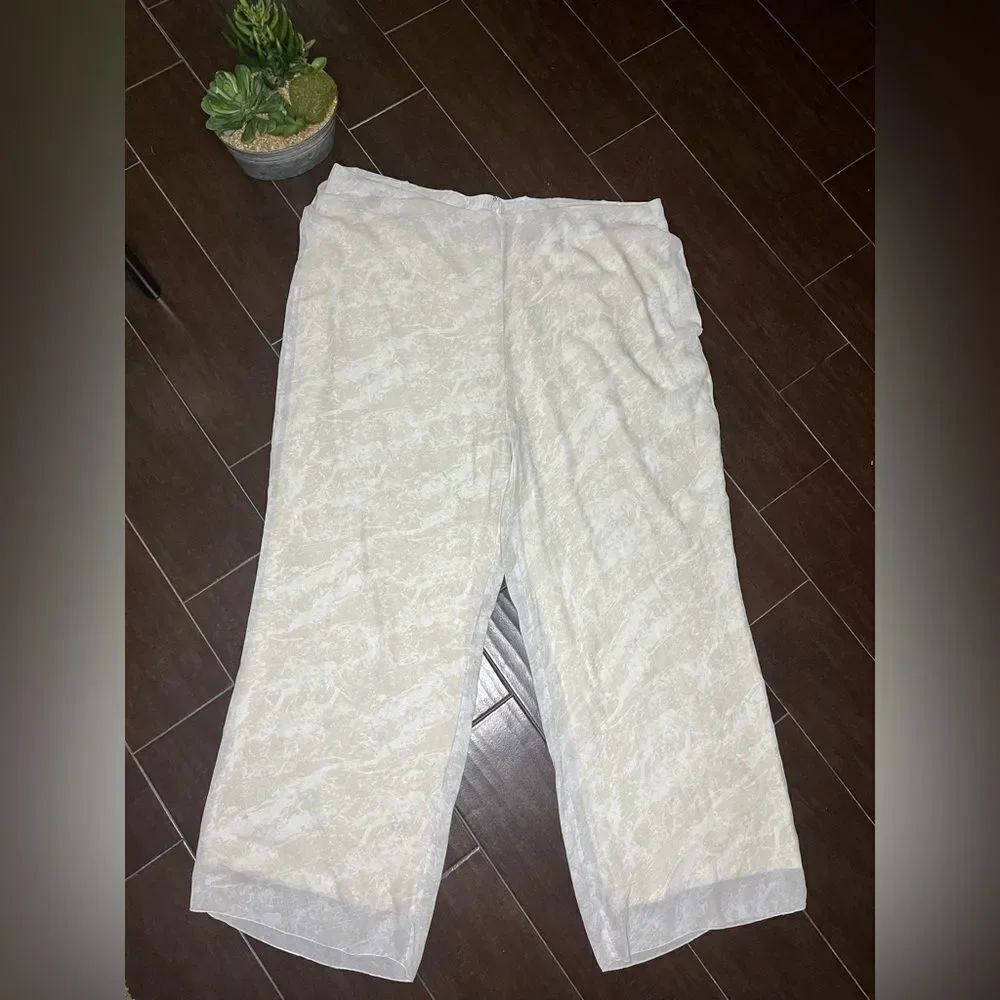 Soft Surroundings ivory/cream print Wide Leg Pants Sz 2X